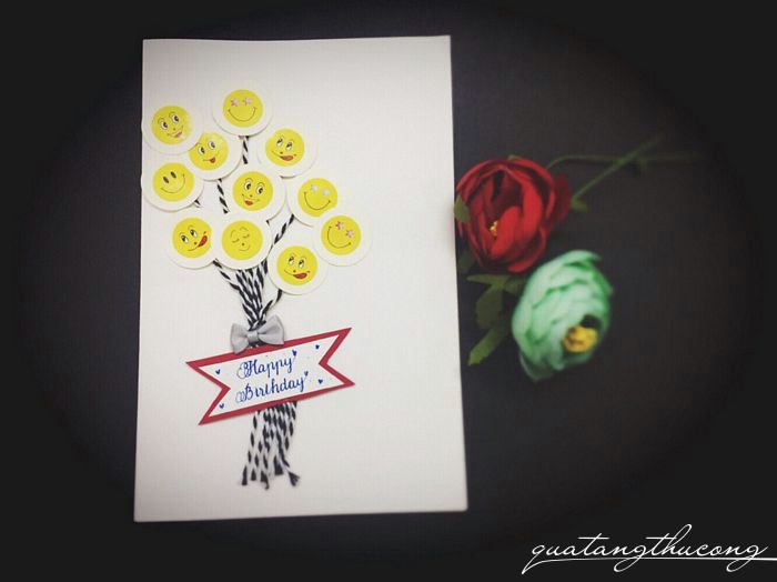 Thiệp mặt cười Happy birthday mẫu 2